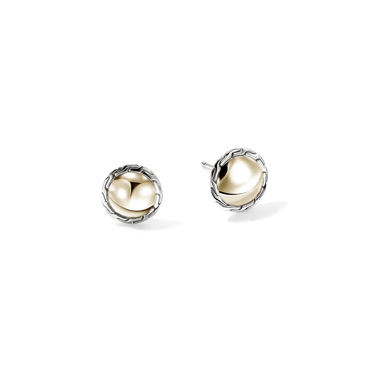 John Hardy Essentials Stud Earrings in Sterling Silver with 14kt Yellow Gold