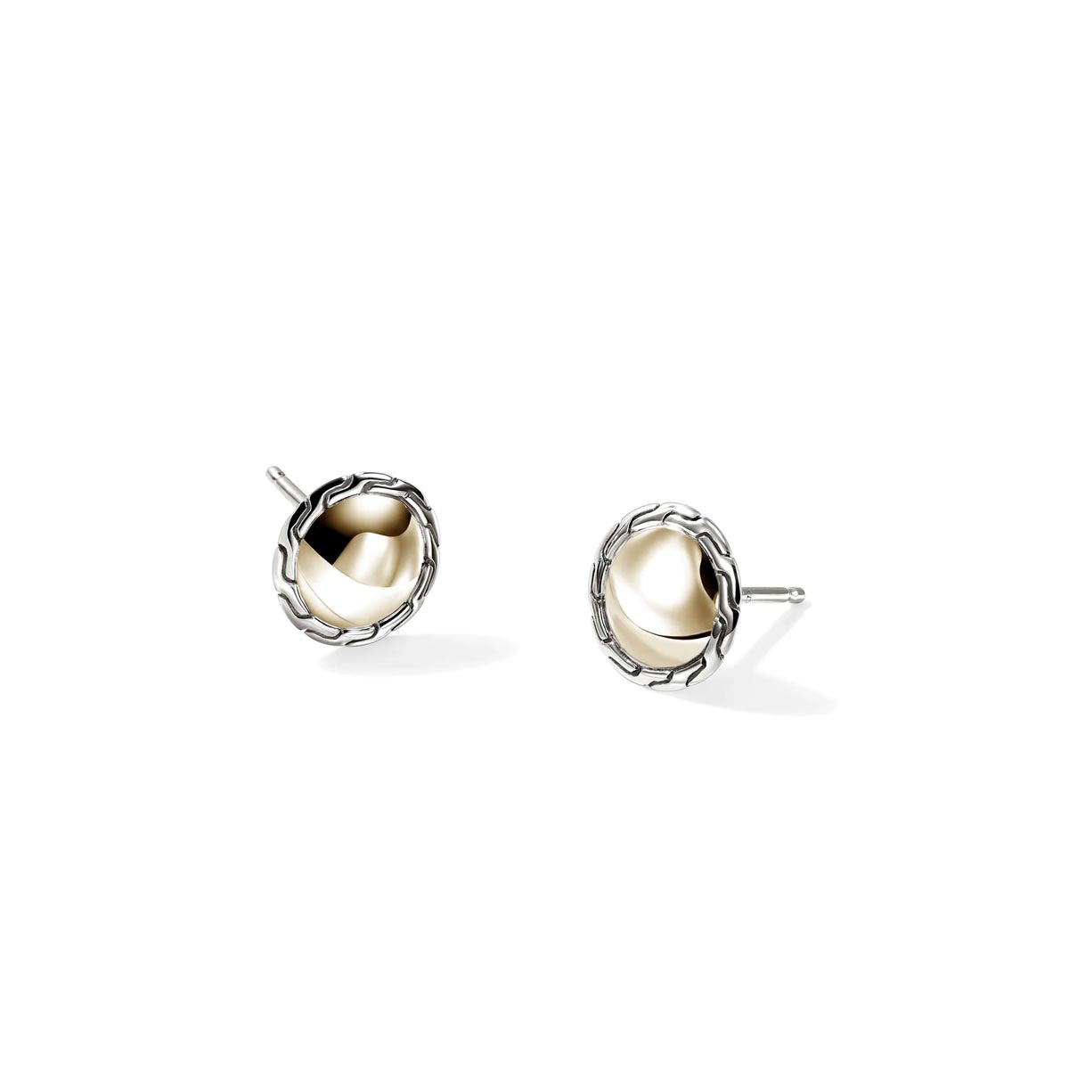 John Hardy Essentials Stud Earrings in Sterling Silver with 14kt Yellow Gold