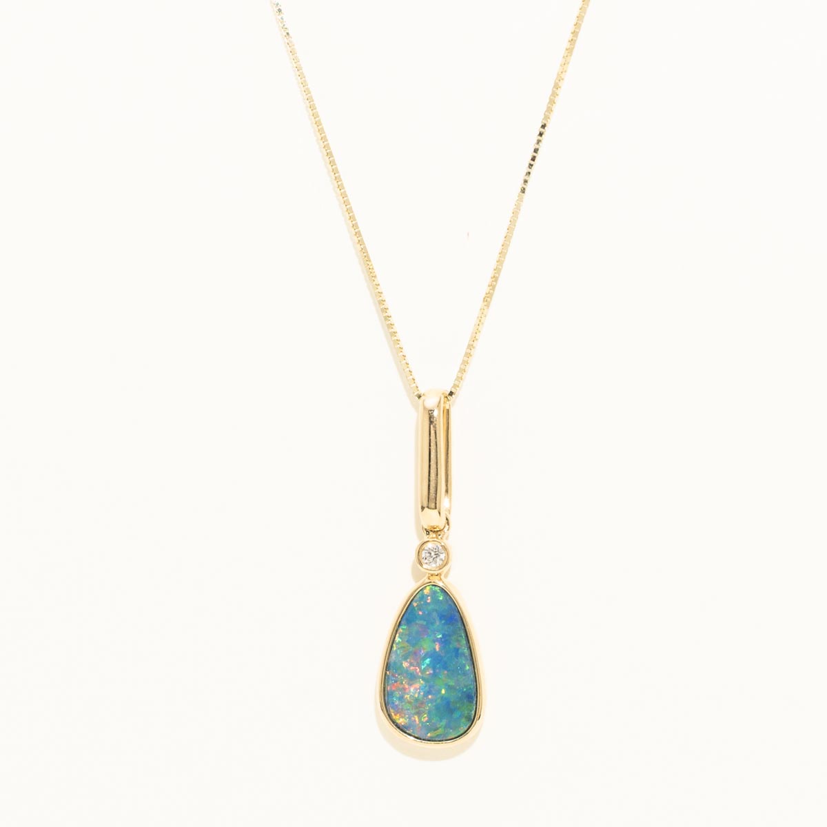 Parlé Australian Opal Doublet Necklace in 14kt Yellow Gold with Diamond (.02ct)