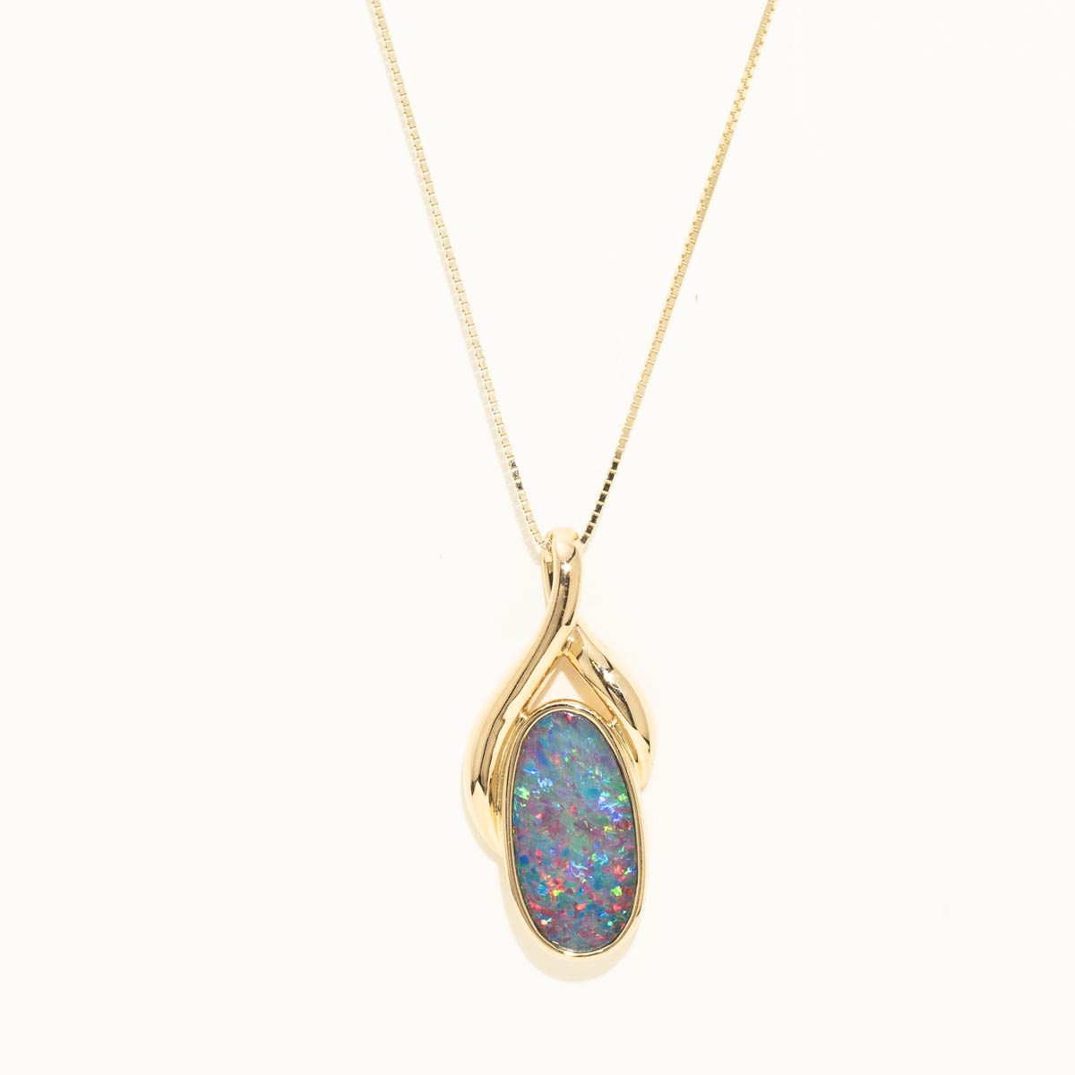Parlé Australian Opal Doublet Necklace in 14kt Yellow Gold