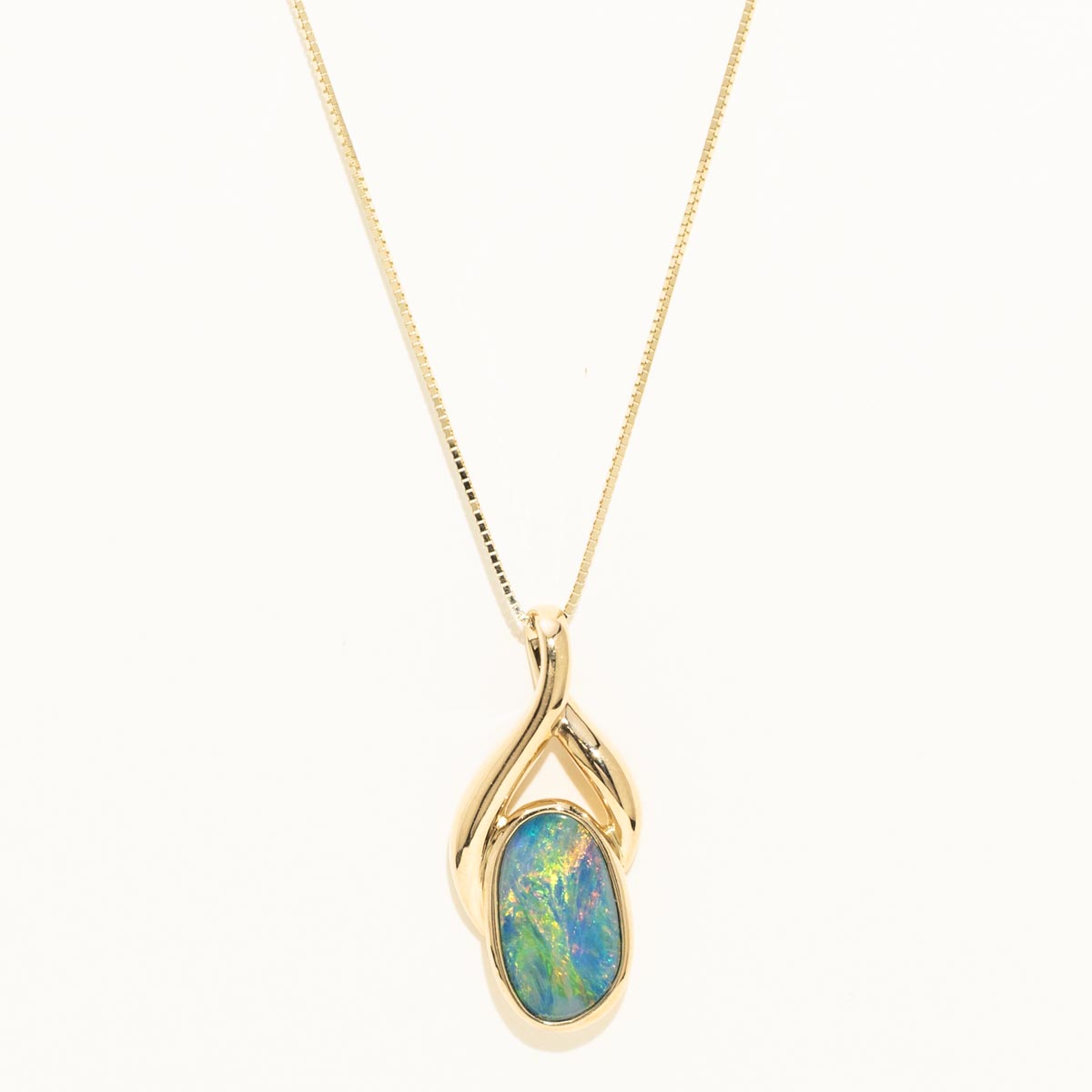 Parlé Australian Opal Doublet Necklace in 14kt Yellow Gold