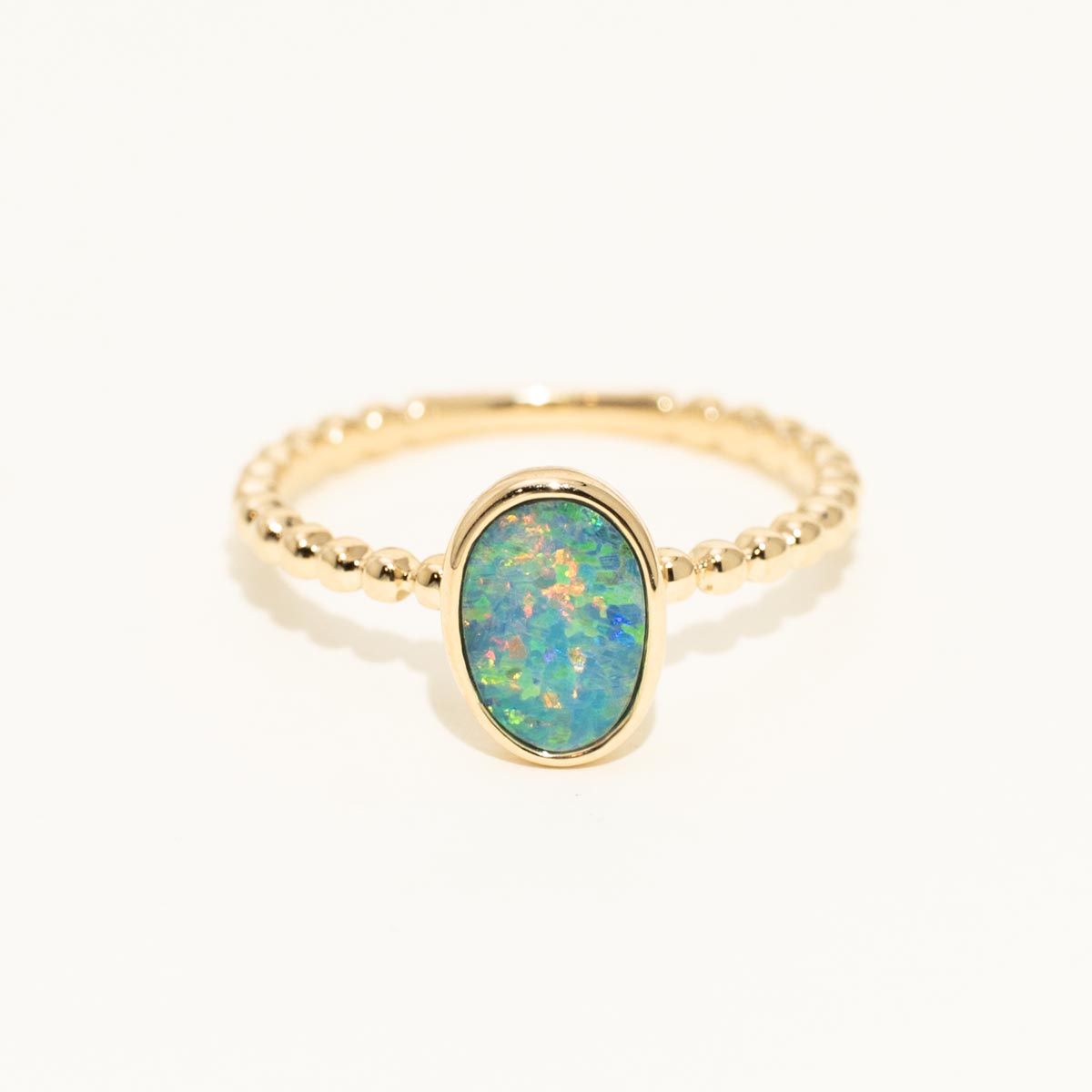 Parlé Australian Opal Doublet Ring in 14kt Yellow Gold