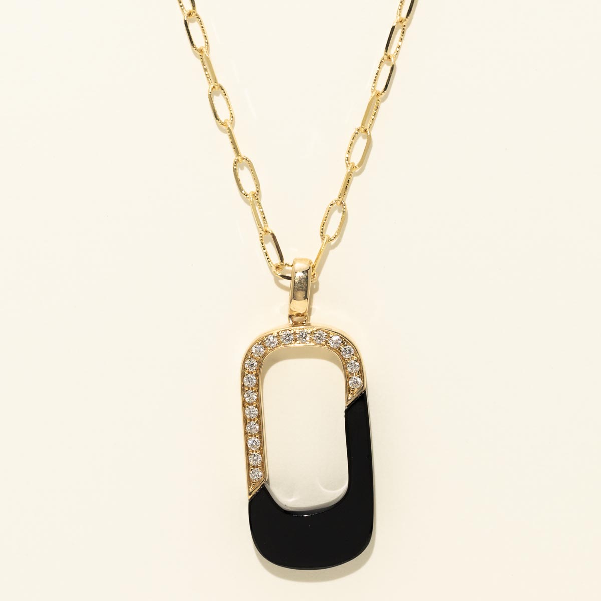 Madison L Onyx Rectangle Necklace with Diamonds