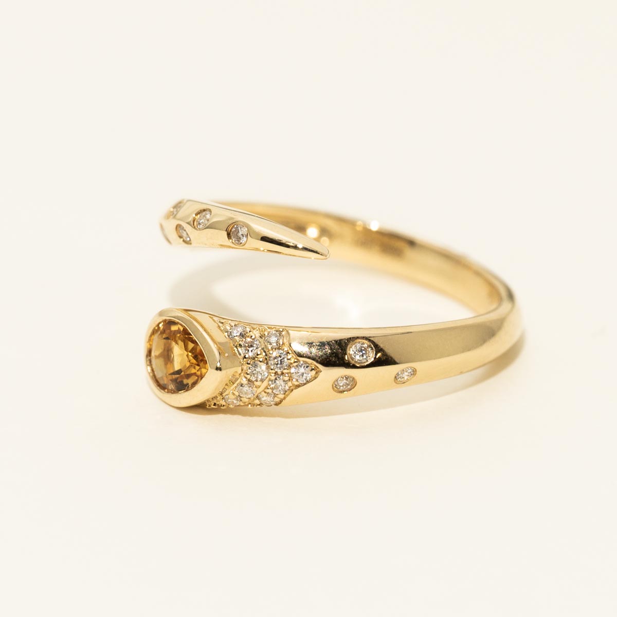 Madison L Pear Shape Bypass Ring in 14kt Yellow Gold with Diamonds
