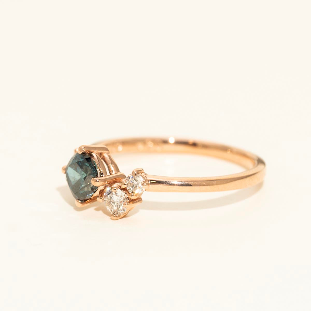 Cushion Cut Blue and White Diamond Fashion Ring in 14kt White Rose (3/4ct tw)