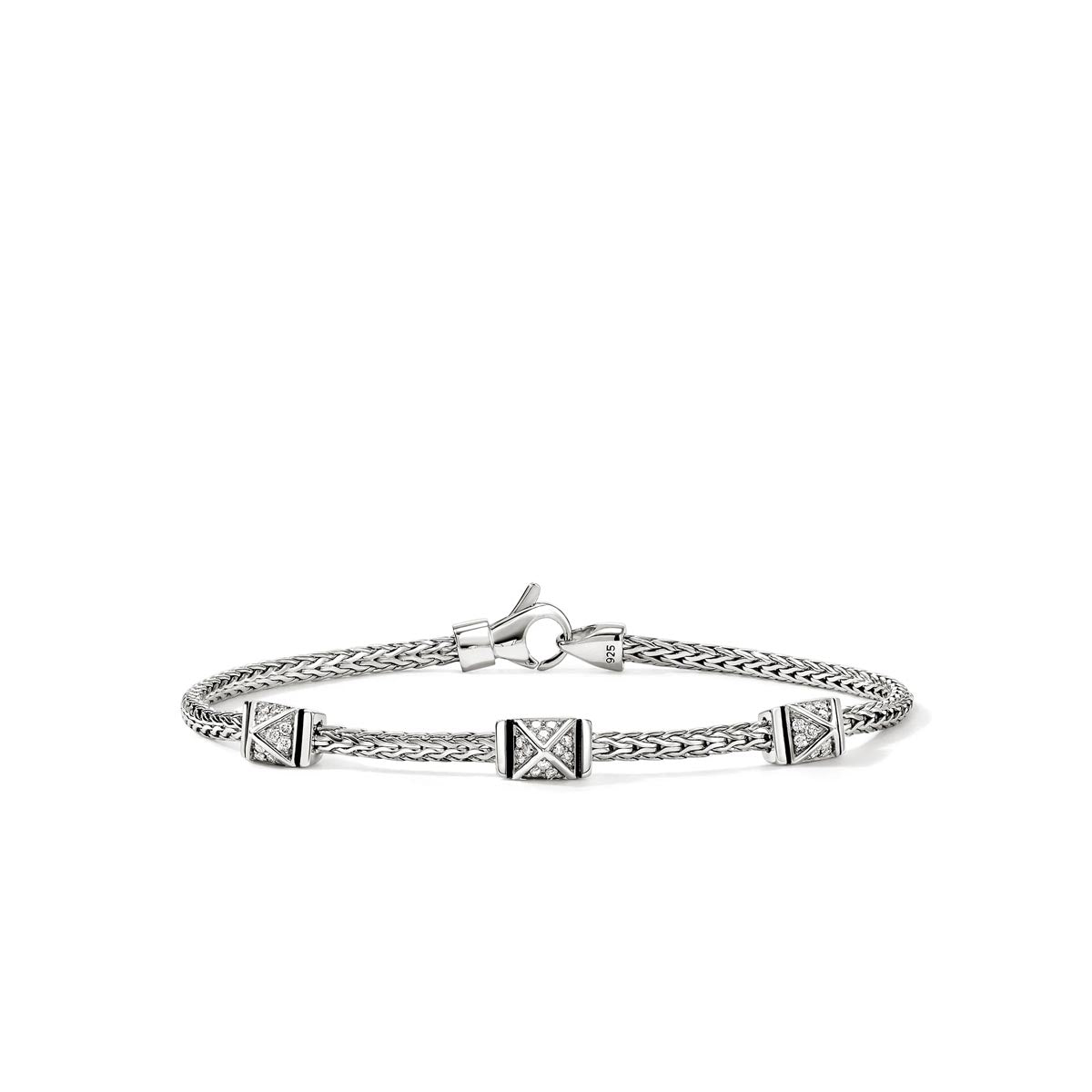 John Hardy Icon Stud Stationary Bracelet in Sterling Silver with Diamonds (1/5ct tw)