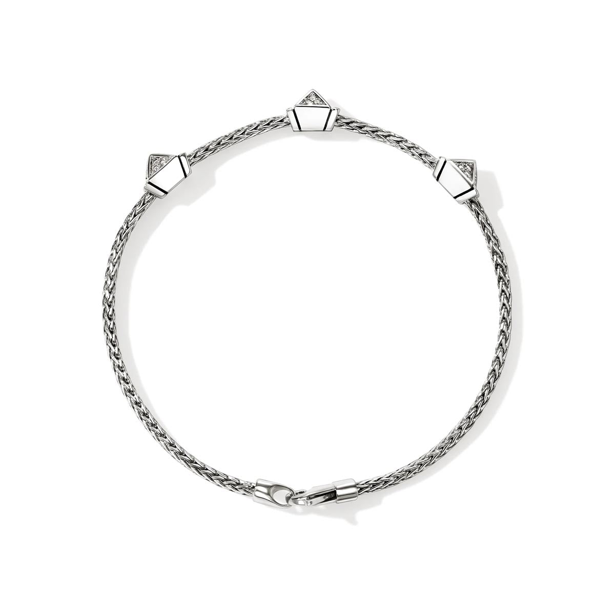 John Hardy Icon Stud Stationary Bracelet in Sterling Silver with Diamonds (1/5ct tw)