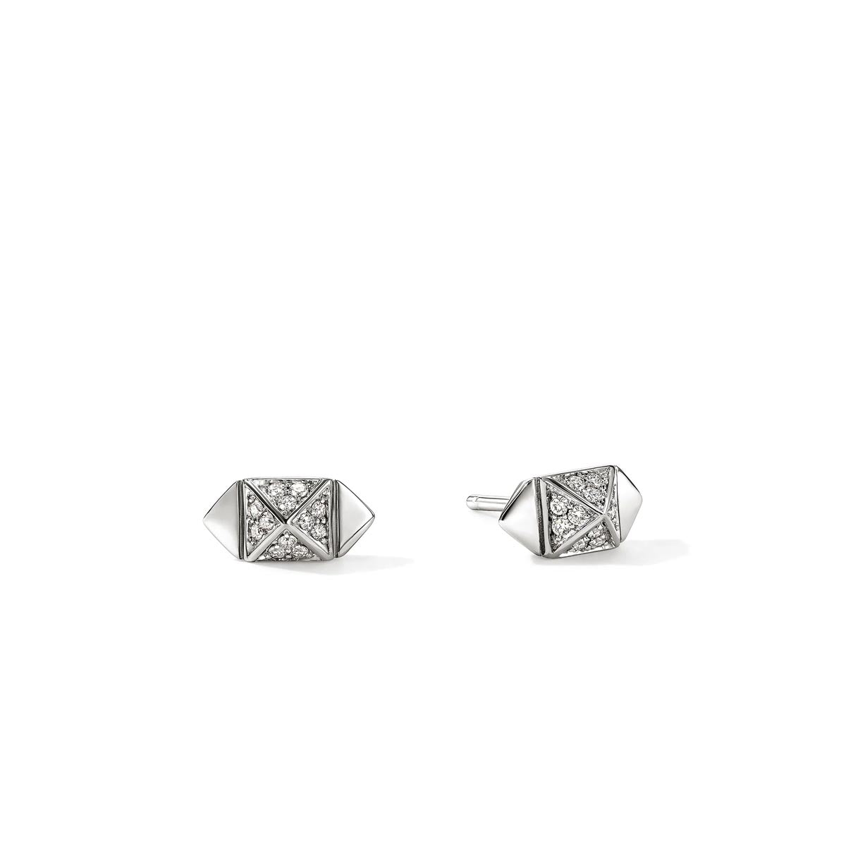 John Hardy Icon Stud Earrings in Sterling Silver with Diamonds (1/7ct tw)