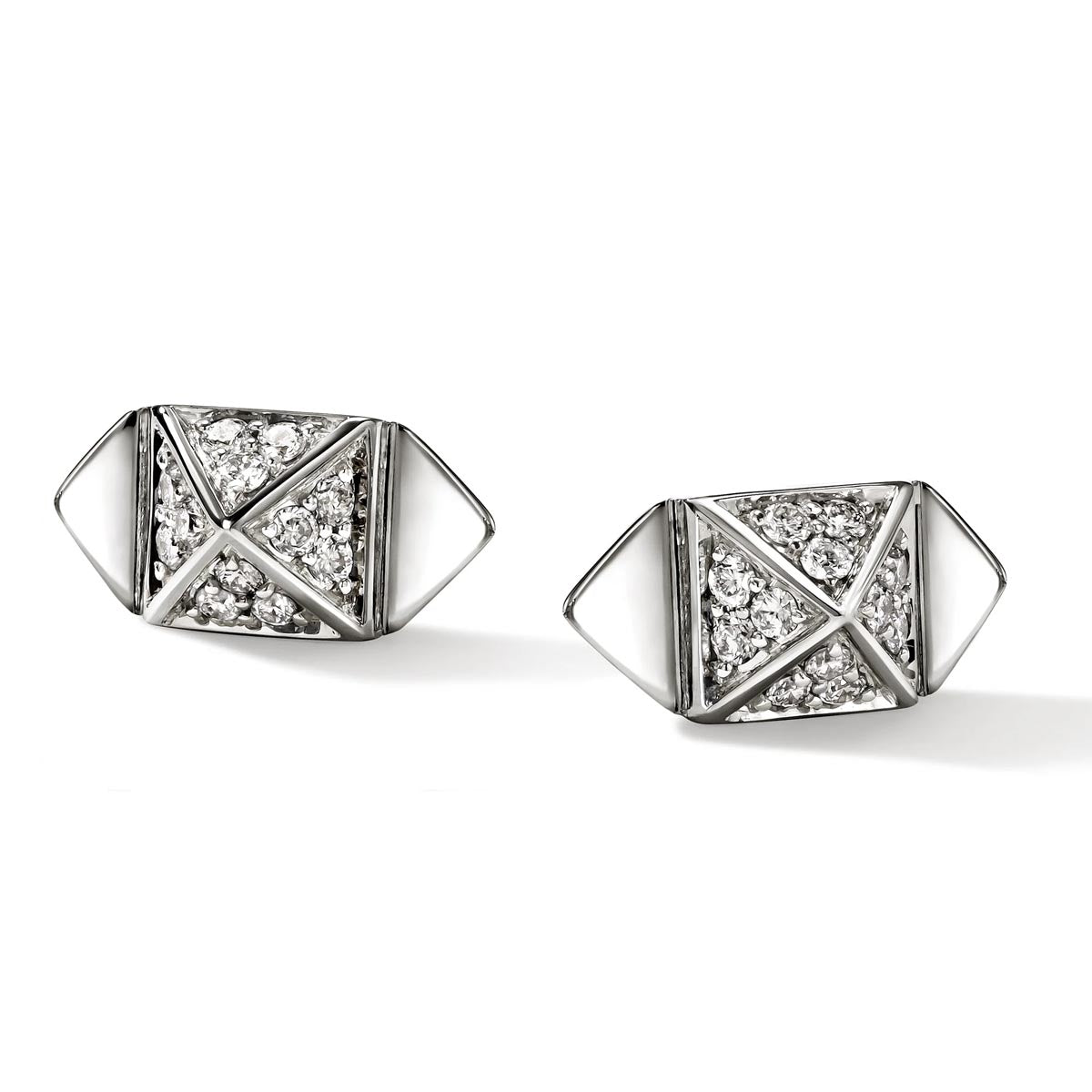 John Hardy Icon Stud Earrings in Sterling Silver with Diamonds (1/7ct tw)