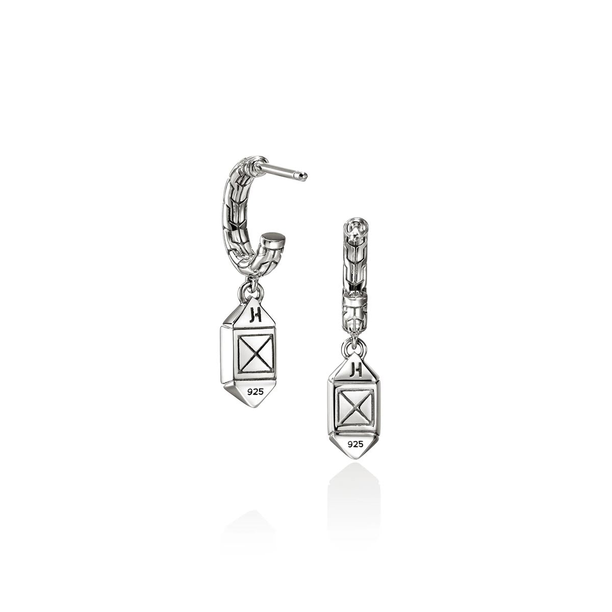 John Hardy Icon Stud Drop Earrings in Sterling Silver with Diamonds (1/7ct tw)