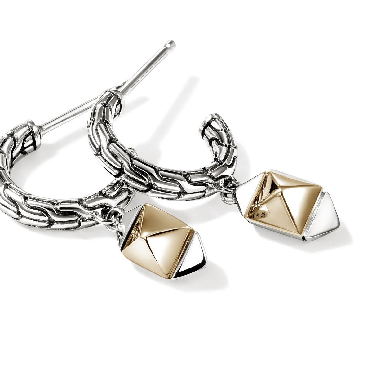 John Hardy Icon Stud Drop Earrings in Sterling Silver and 14kt Yellow Gold