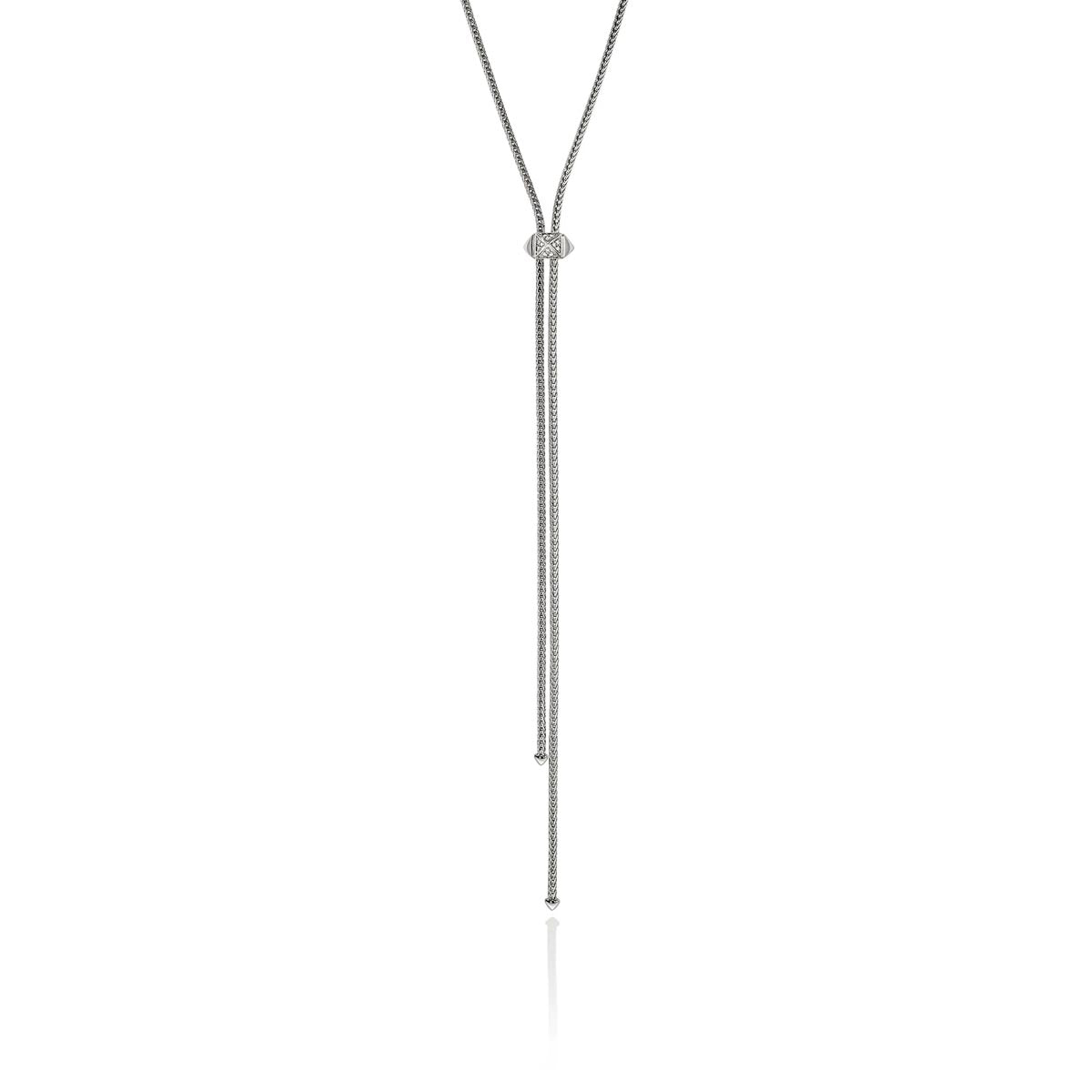 John Hardy Icon Stud Lariat Necklace in Sterling Silver with Diamonds (1/20ct tw)