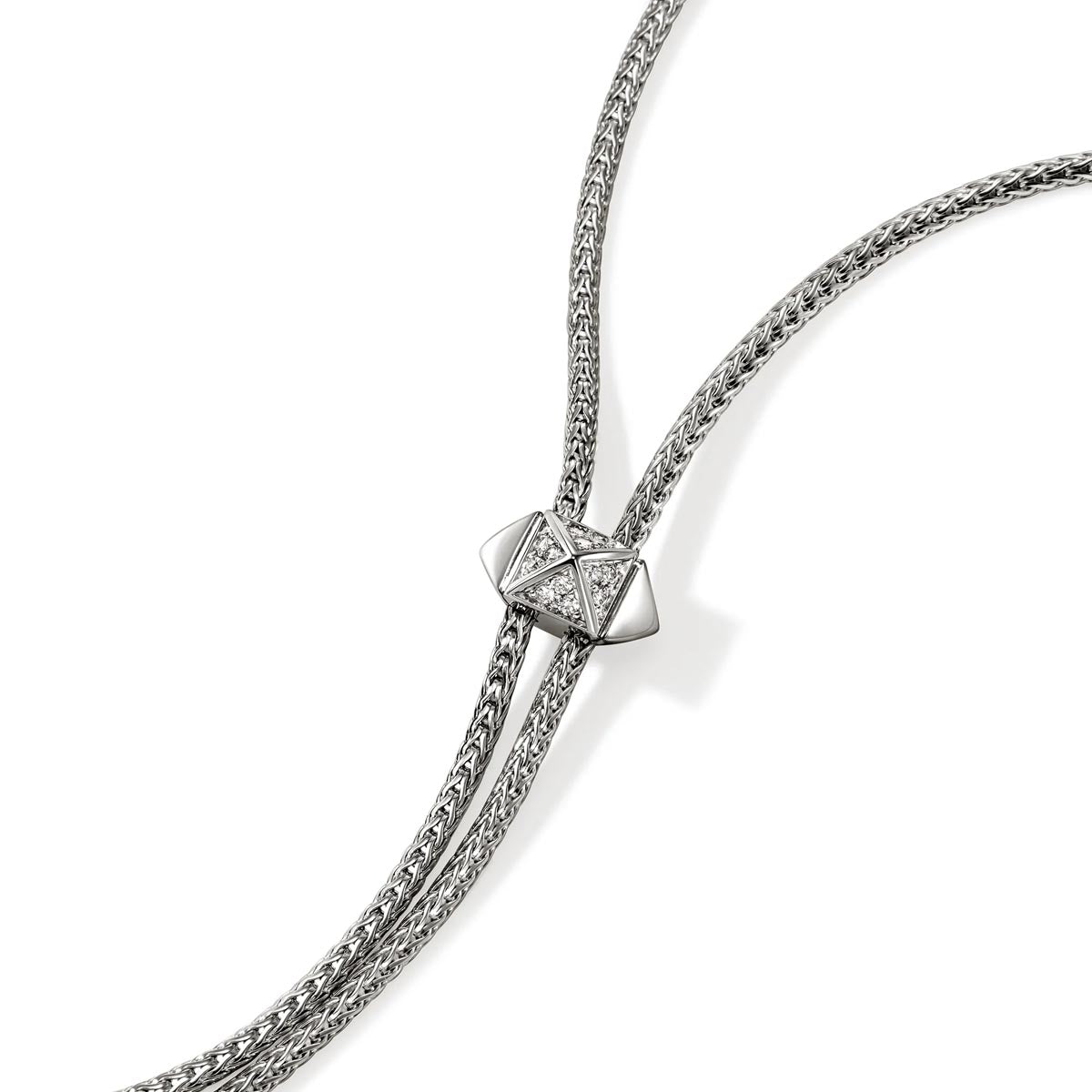 John Hardy Icon Stud Lariat Necklace in Sterling Silver with Diamonds (1/20ct tw)