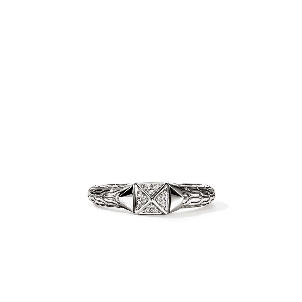 John Hardy Icon Stud Ring in Sterling Silver with Diamonds (1/20ct tw)