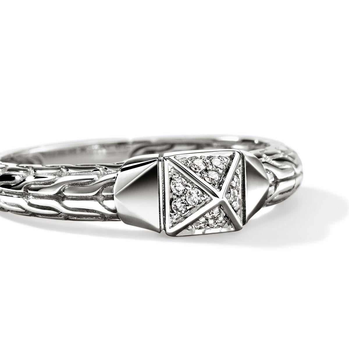 John Hardy Icon Stud Ring in Sterling Silver with Diamonds (1/20ct tw)