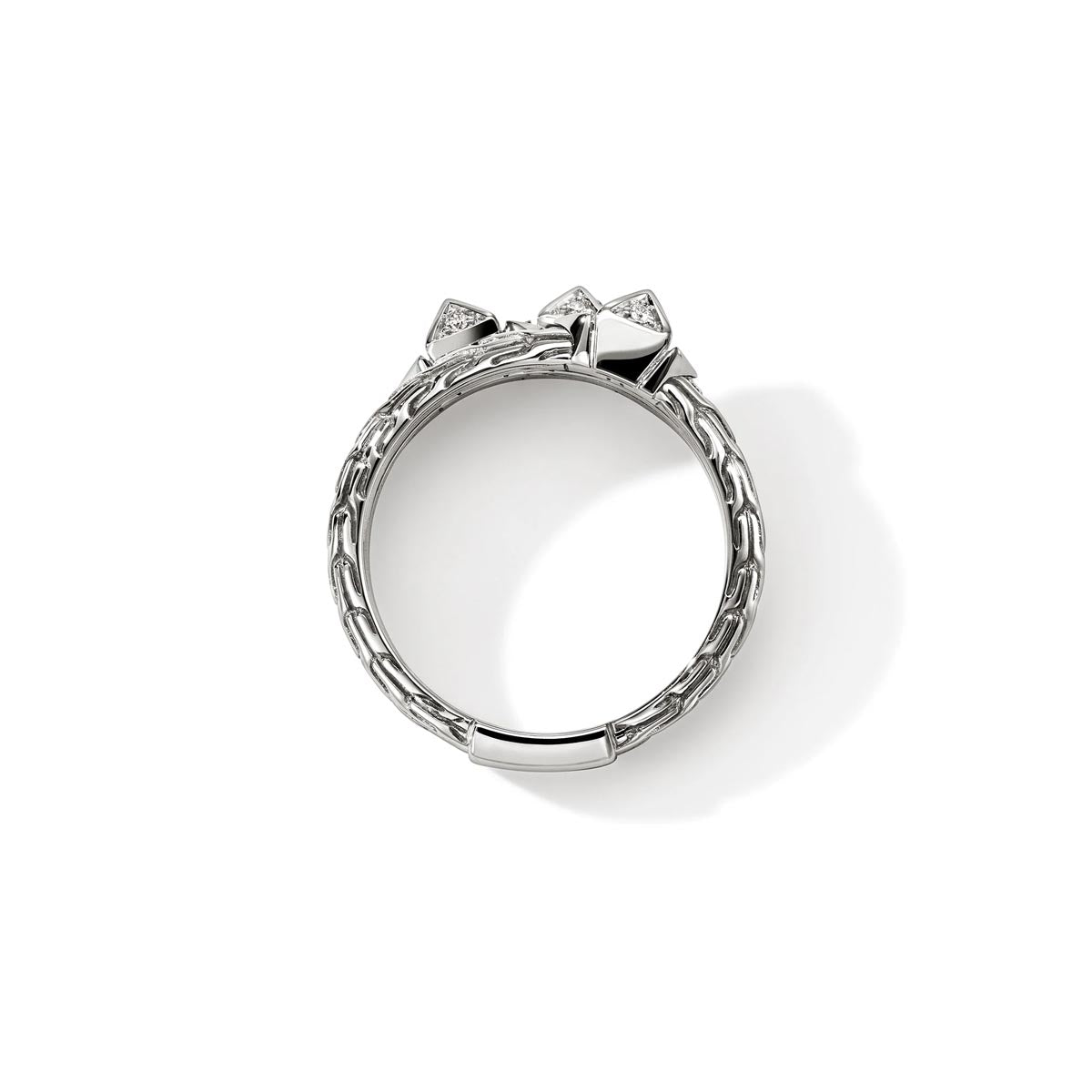 John Hardy Icon Stud Three Row Ring in Sterling Silver with Diamonds (1/10ct tw)