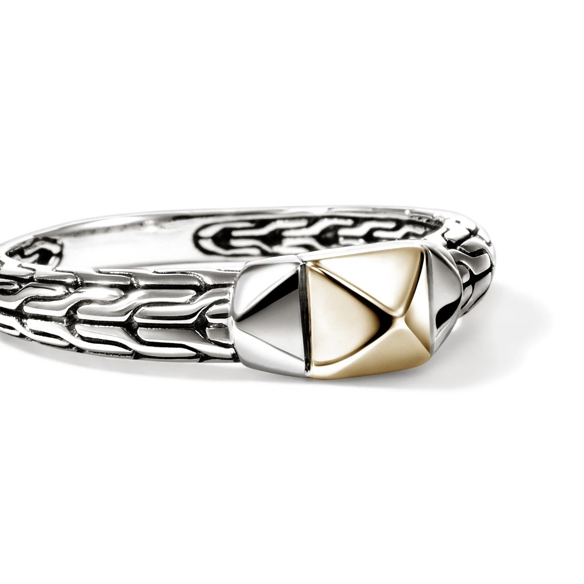 John Hardy Icon Stud Ring in Sterling Silver and 14kt Yellow Gold