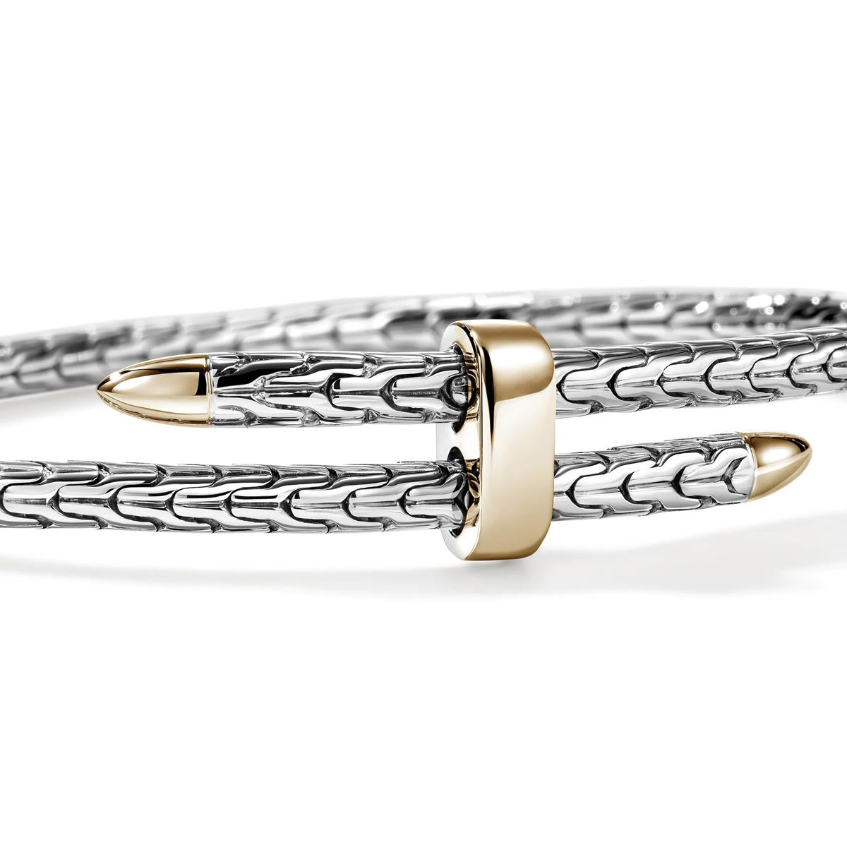 John Hardy Spear Flex Bracelet in Sterling Silver and 14kt Yellow Gold