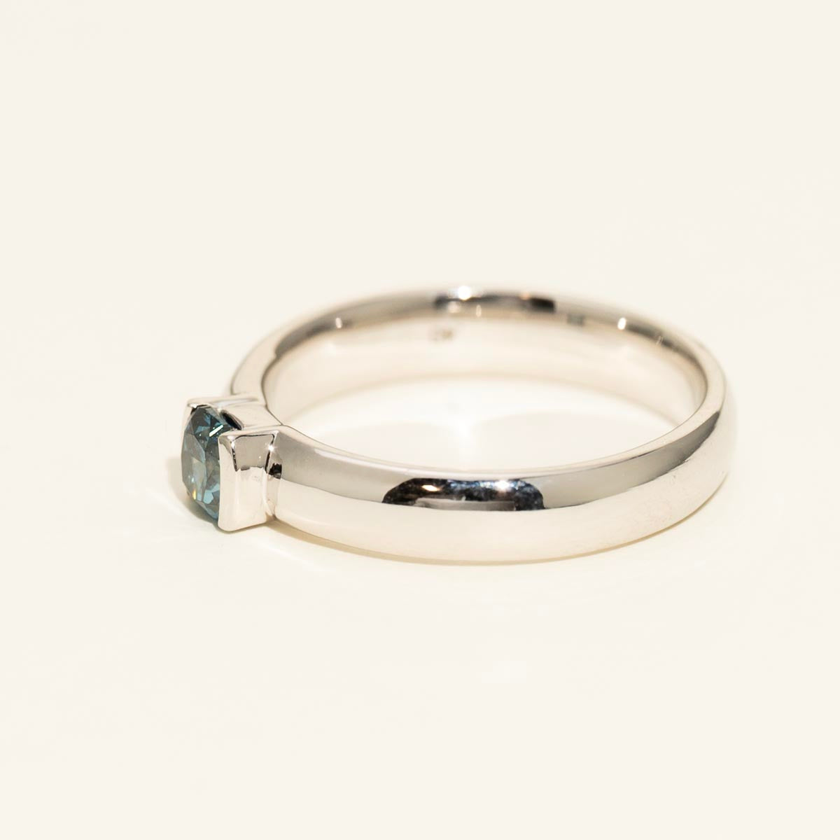Cushion Cut Blue Diamond Ring in 14kt White Gold (3/8ct tw)