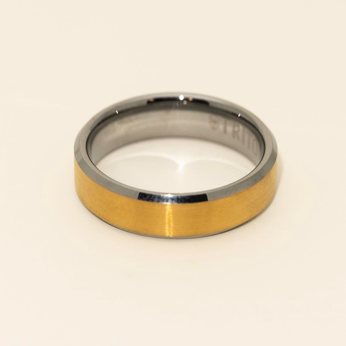 Mens Wedding Band in Yellow and White Tungsten (6mm)