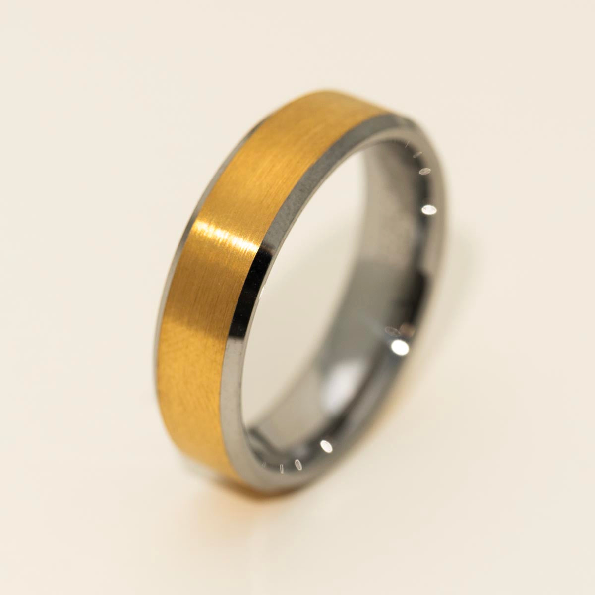 Mens Wedding Band in Yellow and White Tungsten (6mm)