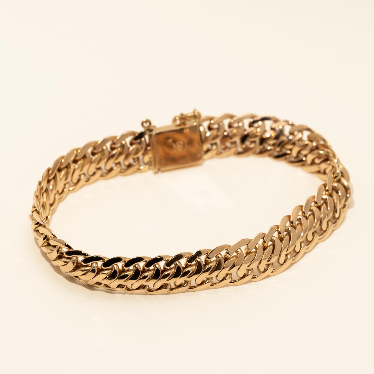 Estate Fancy Link Bracelet in 18kt Rose Gold (8 inches and 10.5mm wide)