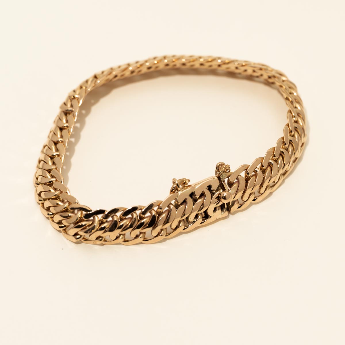 Estate Fancy Link Bracelet in 18kt Rose Gold (8 inches and 10.5mm wide)