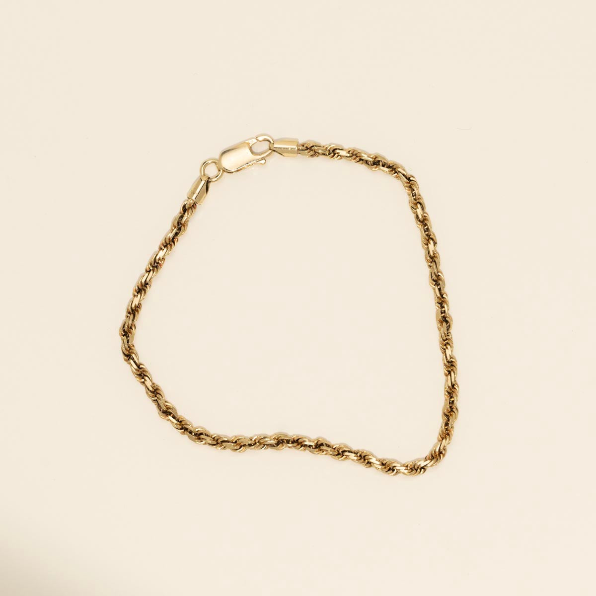 Estate Rope Chain Bracelet in 14kt Yellow Gold (7.5 inches and 3mm wide)
