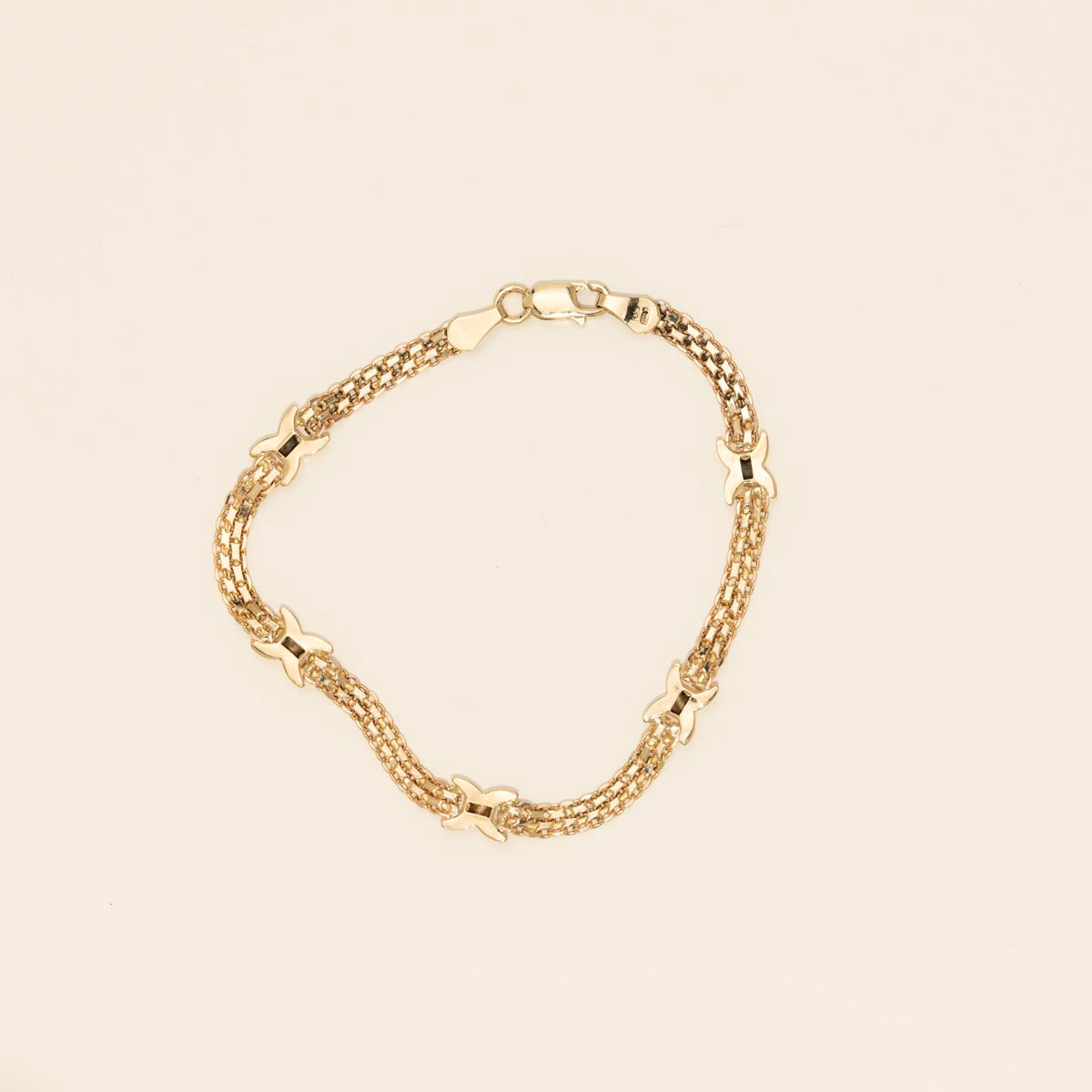 Estate Fancy Link Bracelet in 14kt Yellow Gold (7 inches)