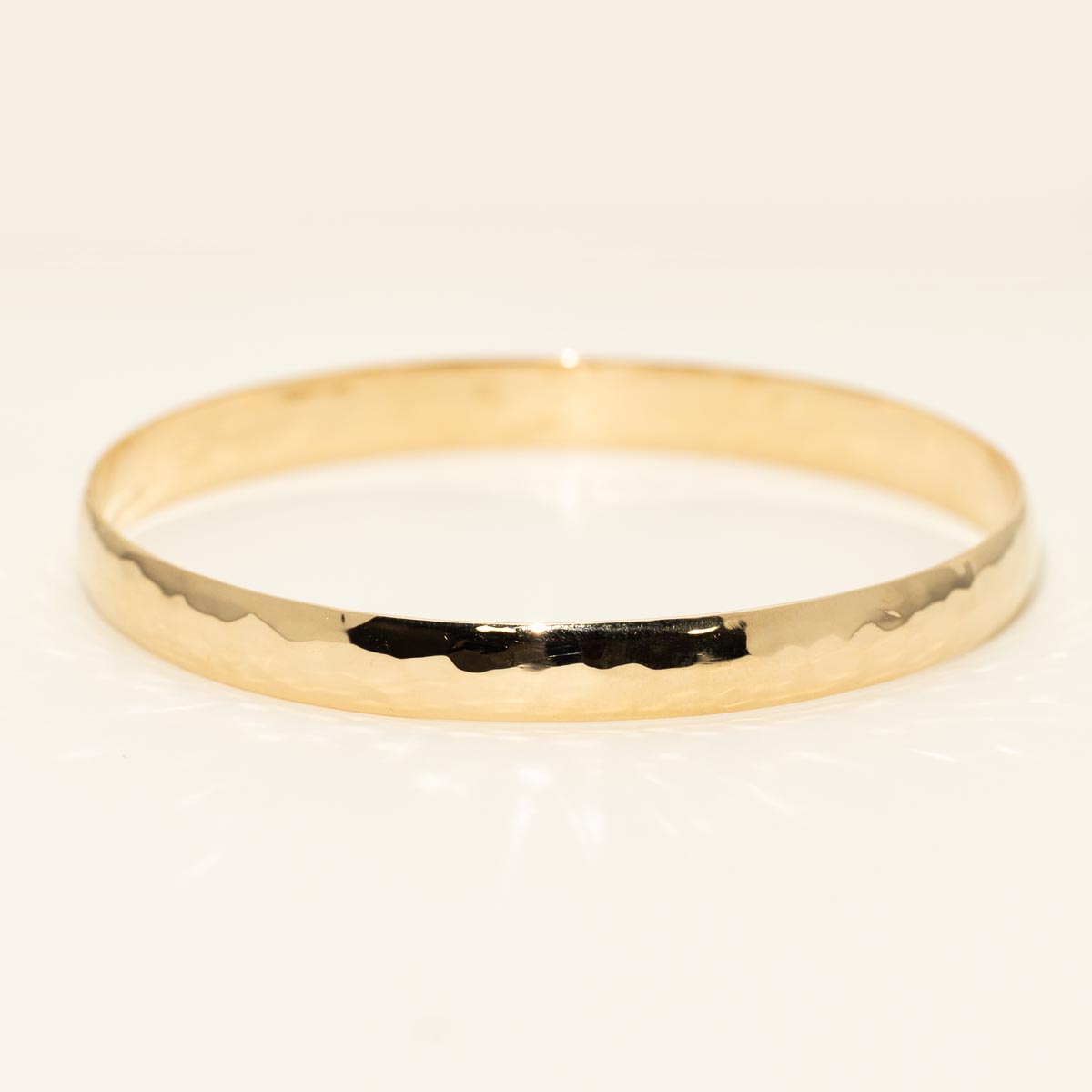 Estate Hammered Bangle Bracelet in 14kt Yellow Gold
