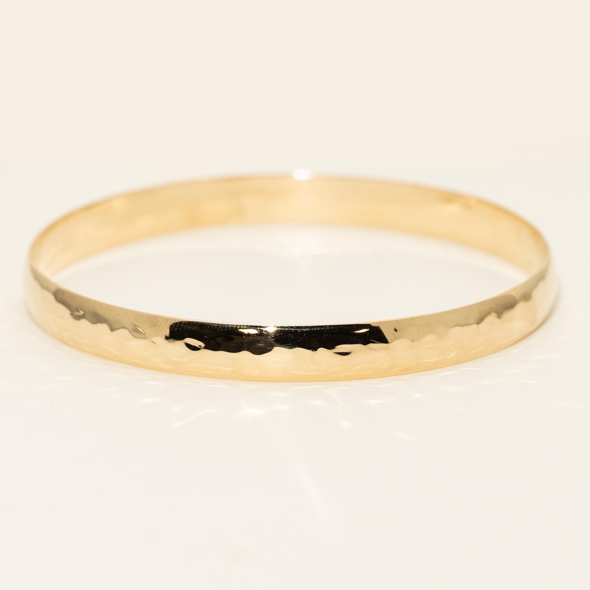 Estate Hammered Bangle Bracelet in 14kt Yellow Gold