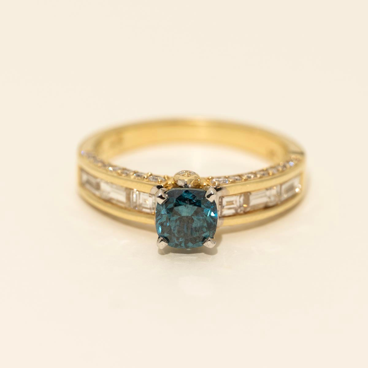Blue and White Diamond Fashion Ring in 14kt Yellow and White Gold (1 7/8ct tw)