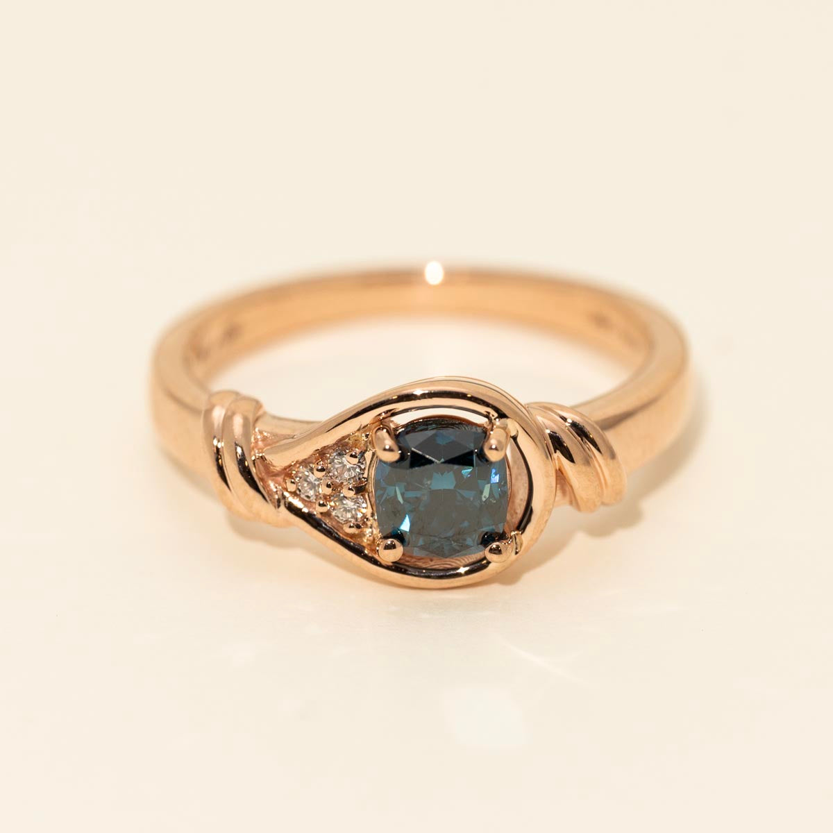 Blue Cushion Diamond Ring in 14kt Rose Gold (3/4ct tw)