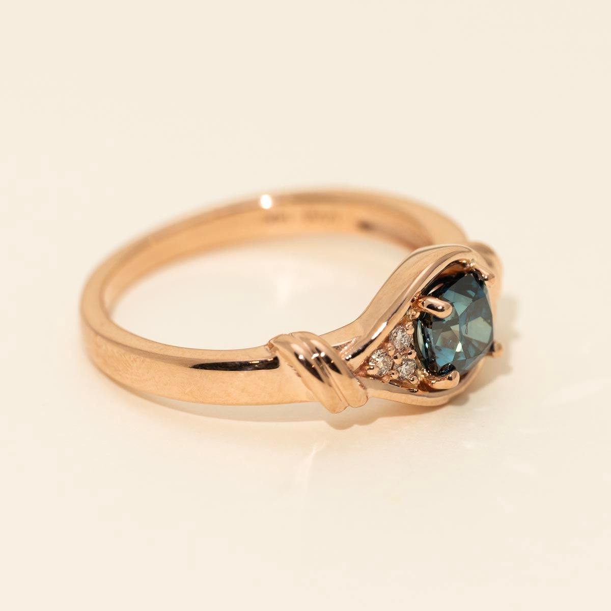 Blue Cushion Diamond Ring in 14kt Rose Gold (3/4ct tw)