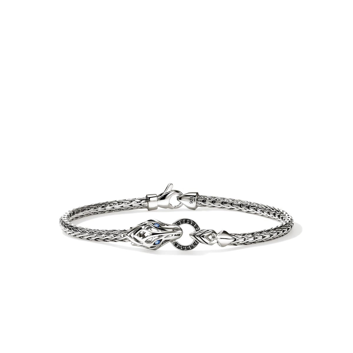 John Hardy Naga Black and Blue Sapphire Bracelet in Sterling Silver