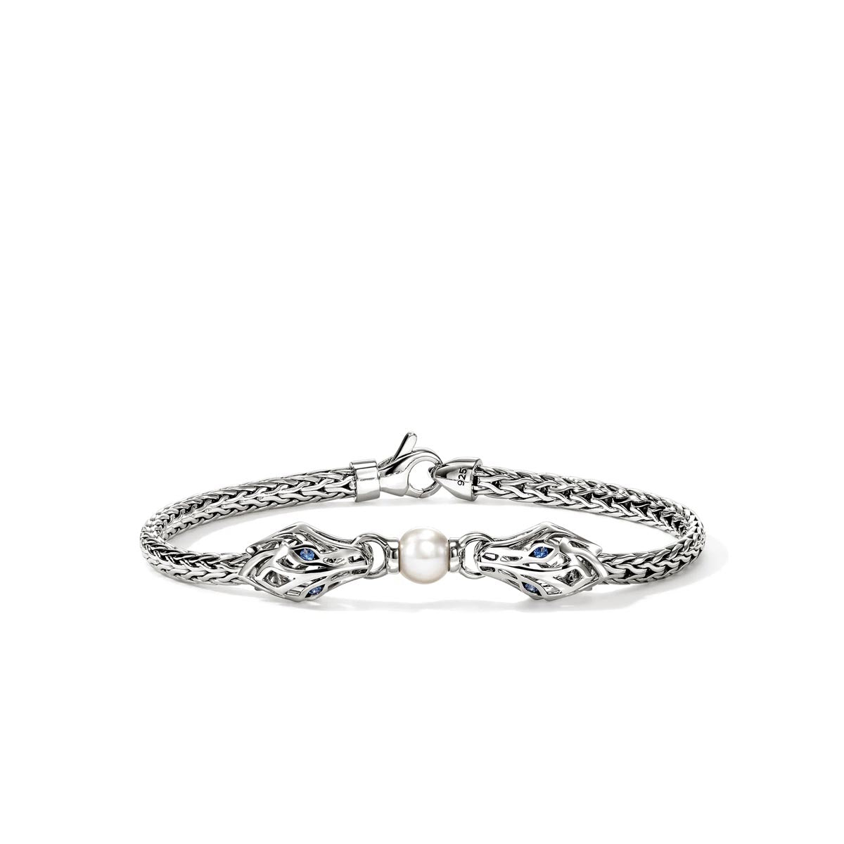 John Hardy Naga Sapphire and Cultured Fresh Water Pearl Bracelet in Sterling Silver