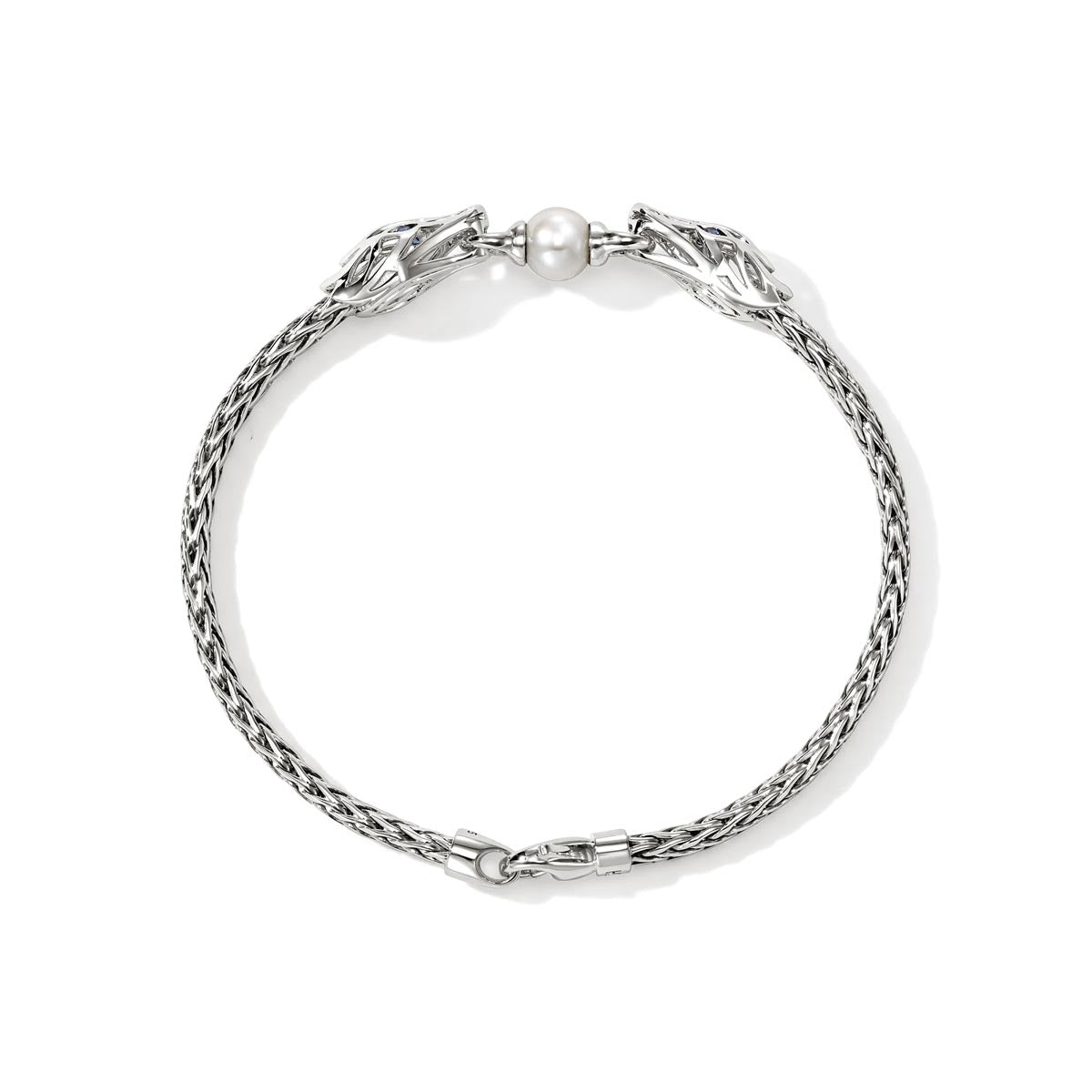 John Hardy Naga Sapphire and Cultured Fresh Water Pearl Bracelet in Sterling Silver