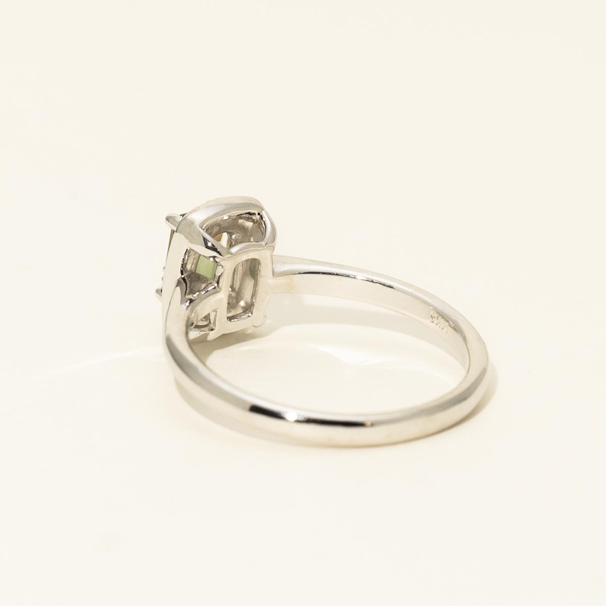 Maine Bicolor Tourmaline Emerald Cut Ring in 14kt White Gold with Diamonds