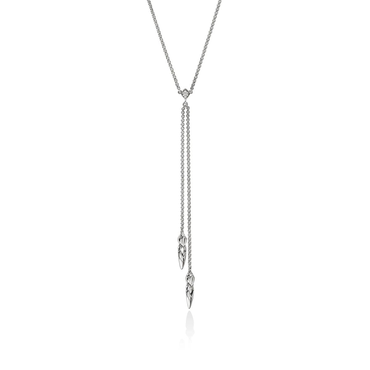 John Hardy Naga Diamond Y Necklace in Sterling Silver (.03ct tw)