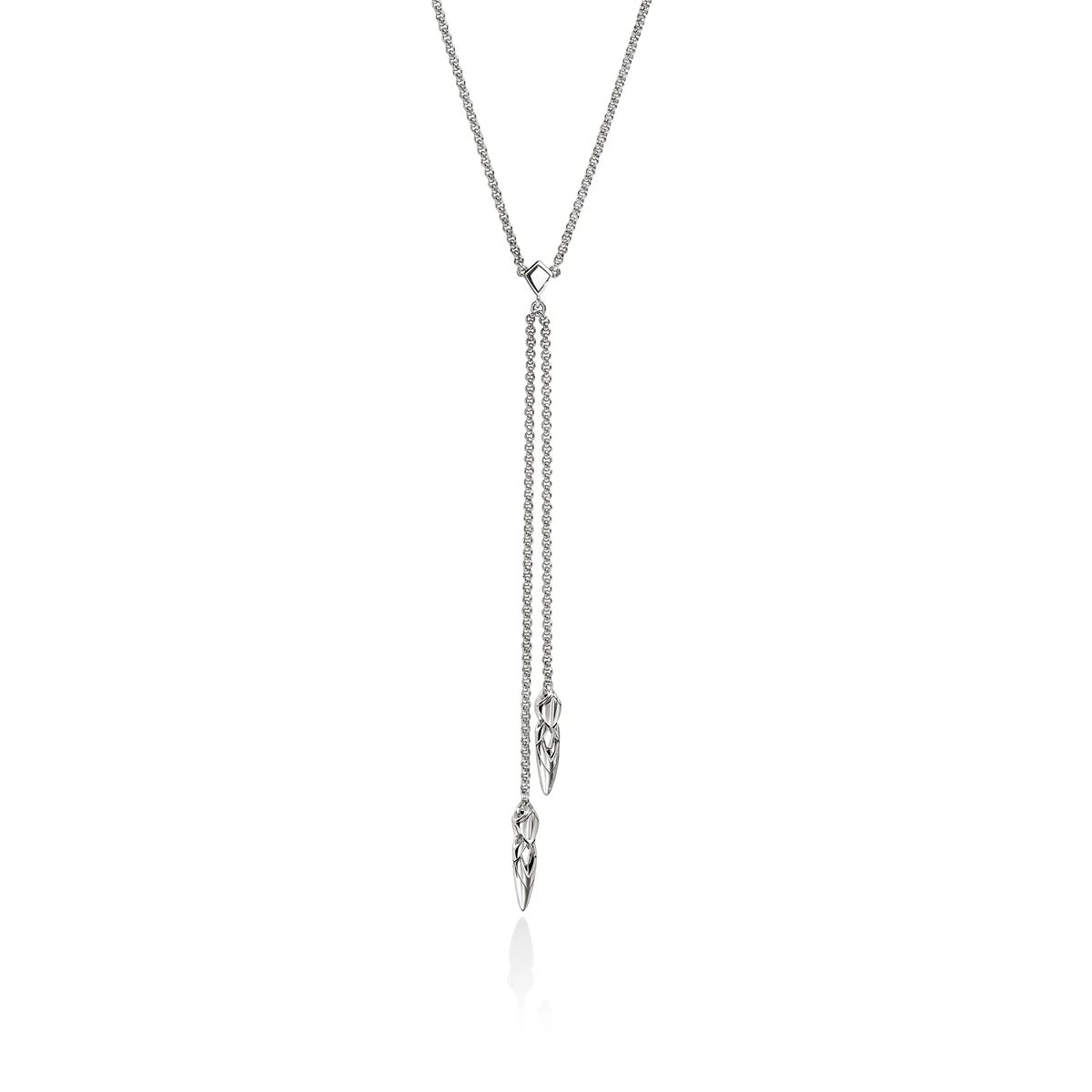 John Hardy Naga Diamond Y Necklace in Sterling Silver (.03ct tw)