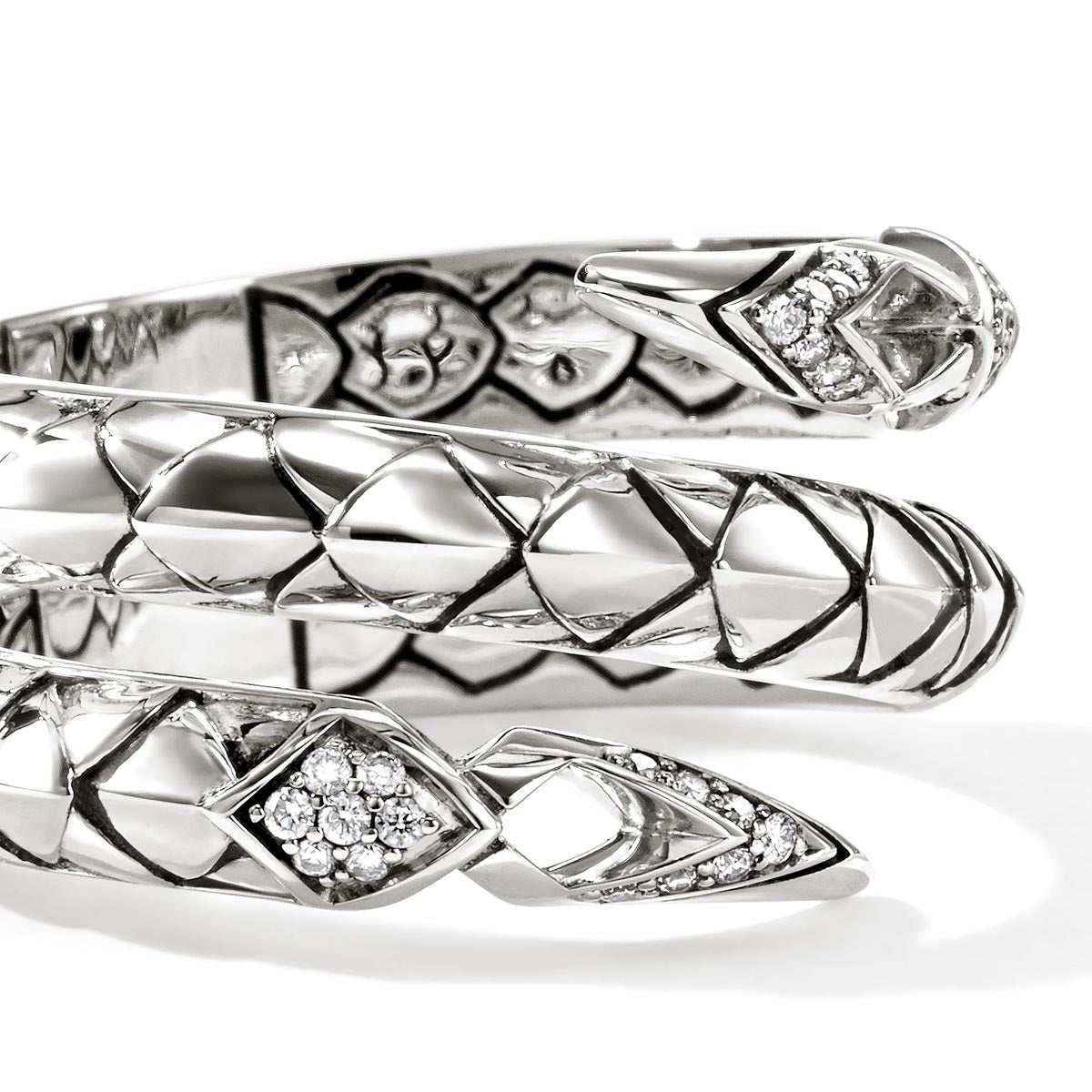 John Hardy Naga Diamond Wrap Ring in Sterling Silver (1/10ct tw)