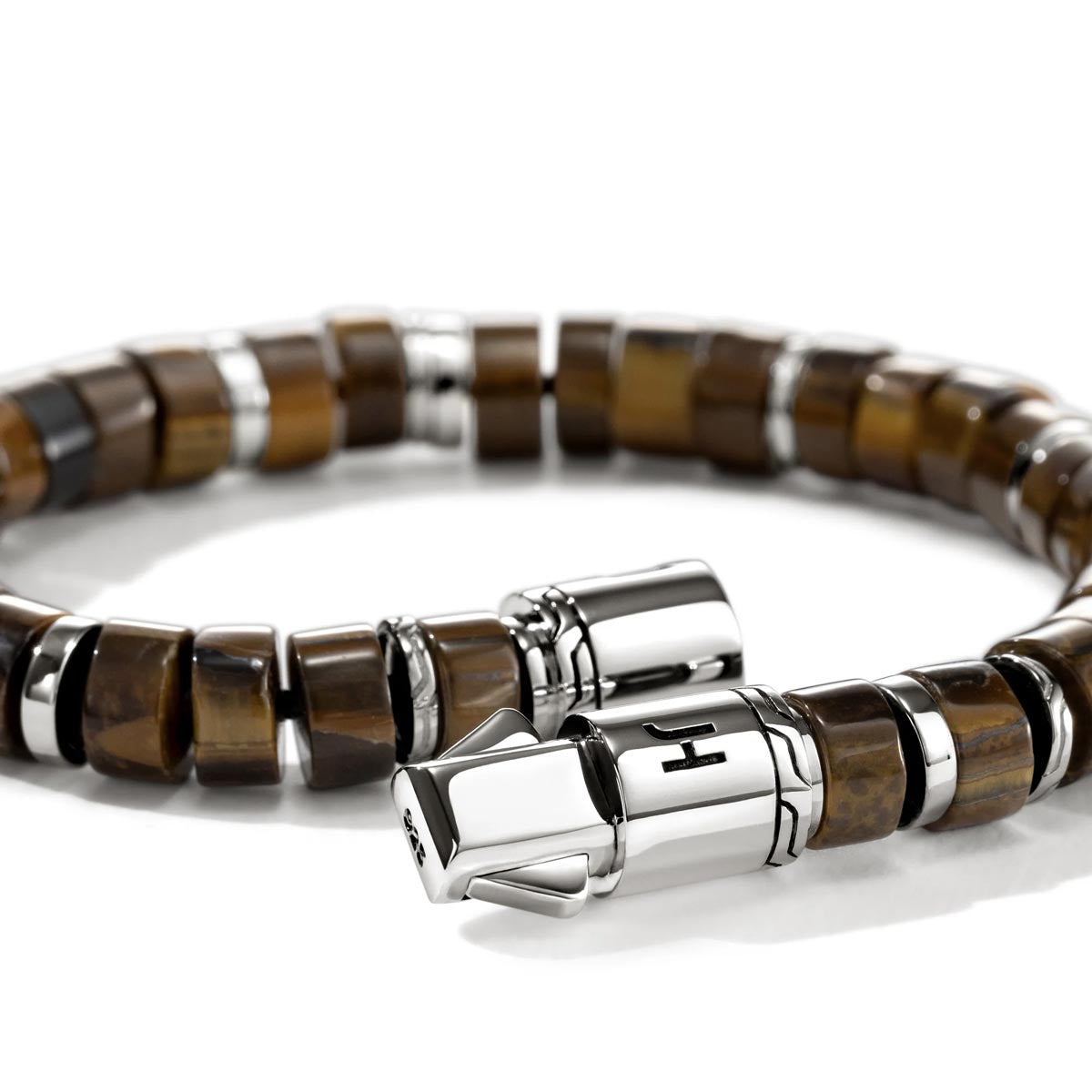 John Hardy Heishi Tiger Eye Bead Bracelet in Sterling Silver