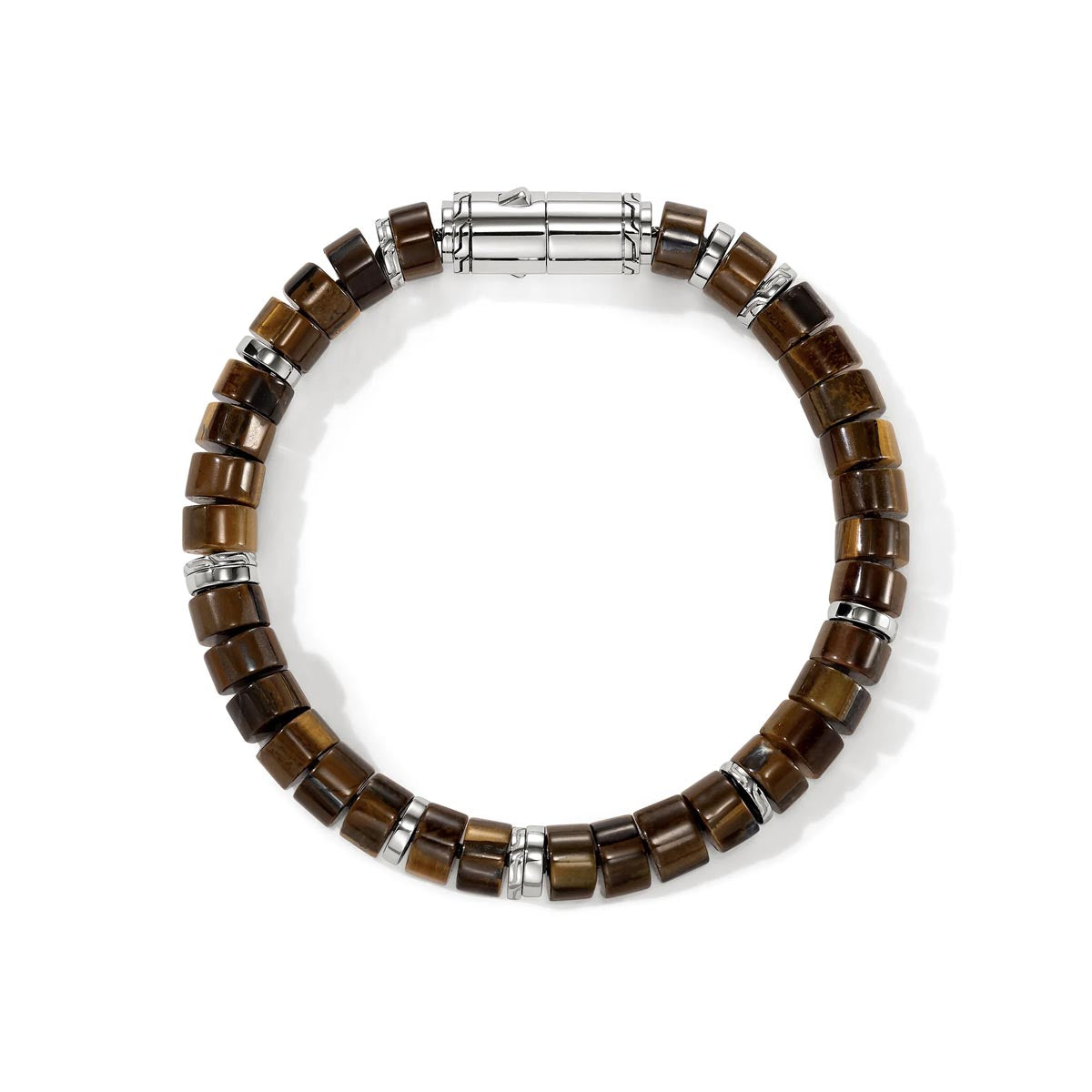John Hardy Heishi Tiger Eye Bead Bracelet in Sterling Silver