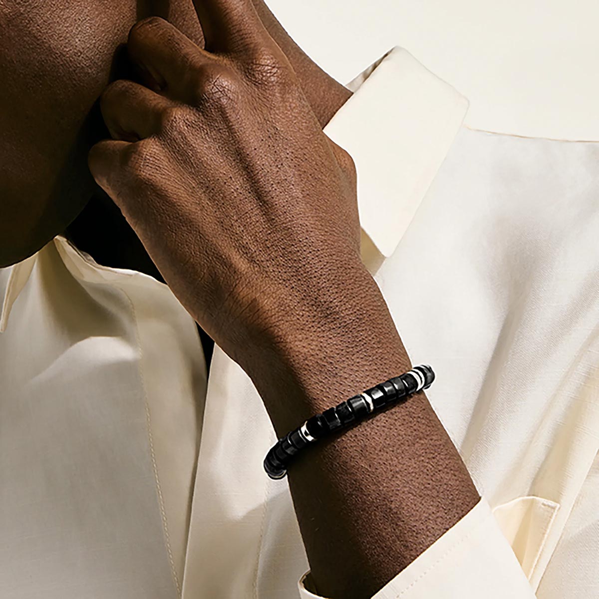 John Hardy Heishi Black Onyx Bead Bracelet in Sterling Silver