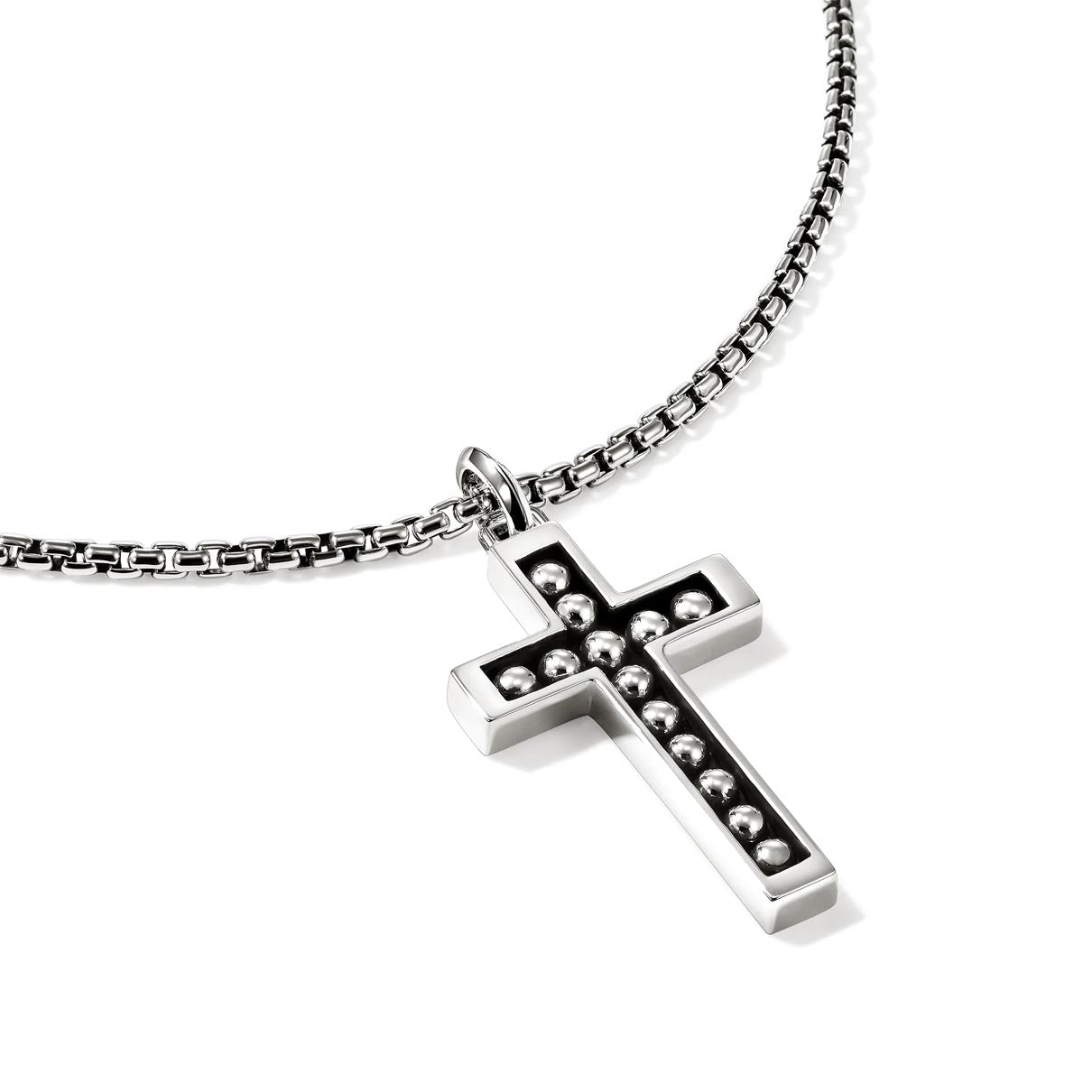 John Hardy Nailhead Cross Necklace in Sterling Silver