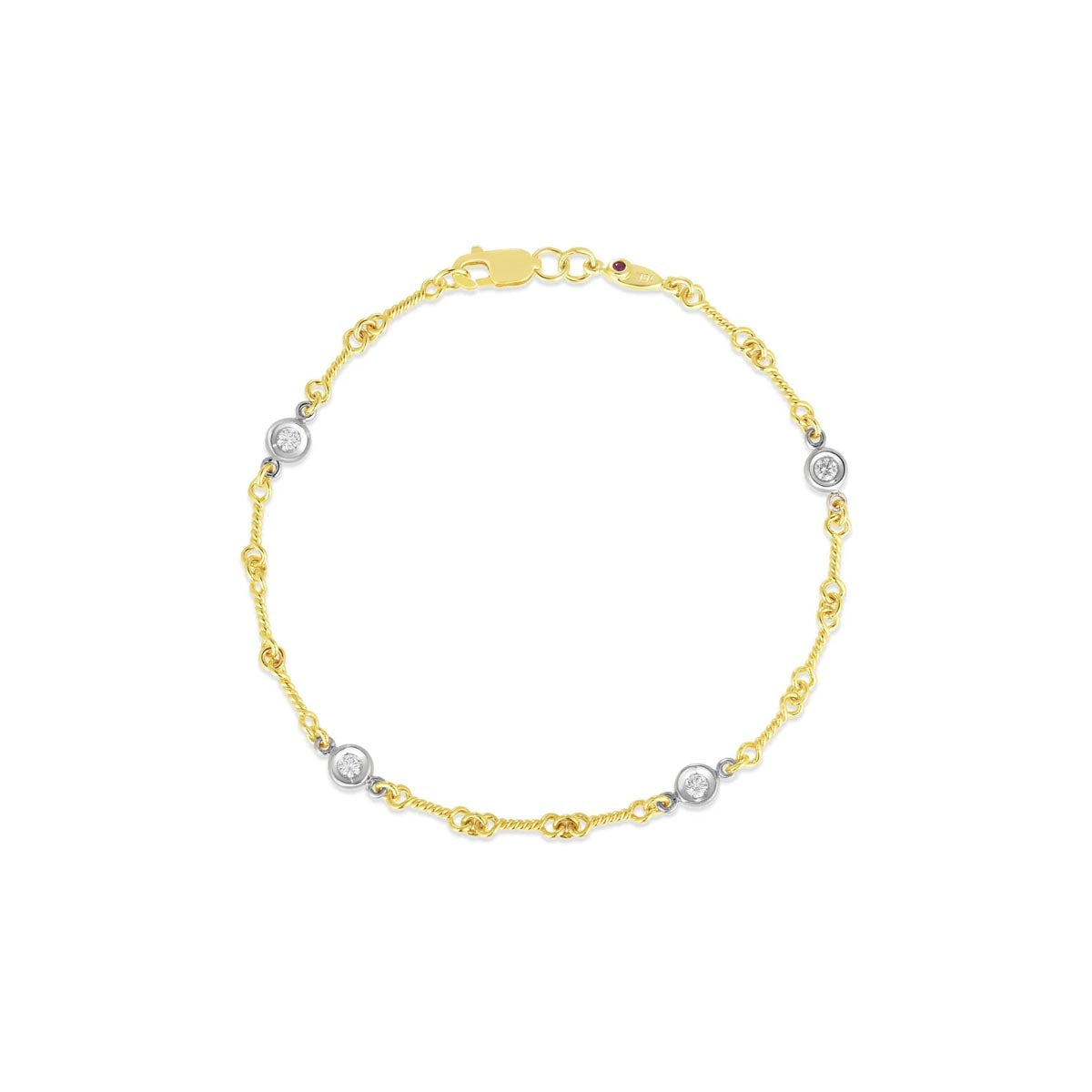 Roberto Coin Diamond by the Inch Diamond Station Bracelet in 18kt Yellow and White Gold (1/7ct tw)