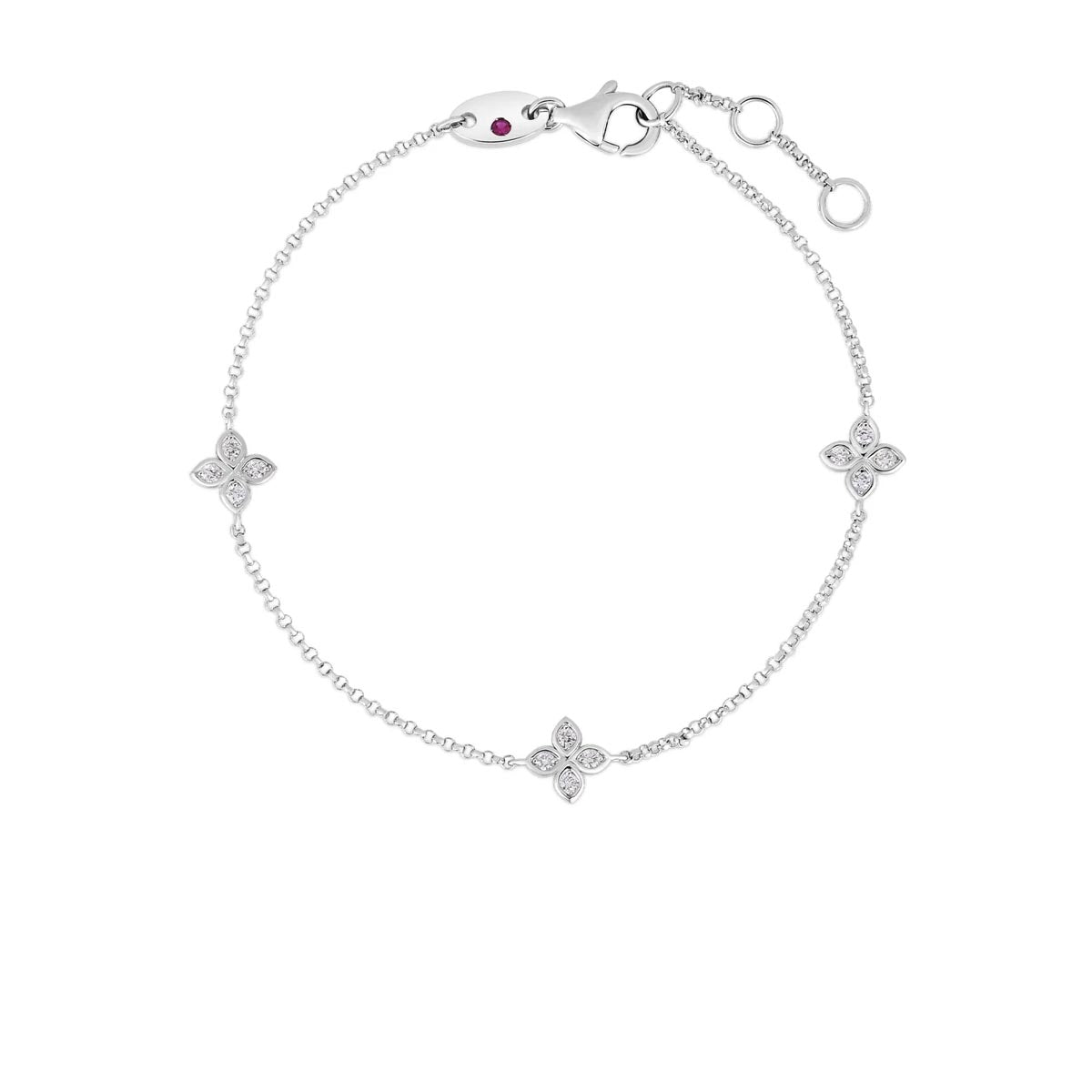 Roberto Coin Love in Verona Diamond Flower Bracelet in 18kt White Gold (7 inches)