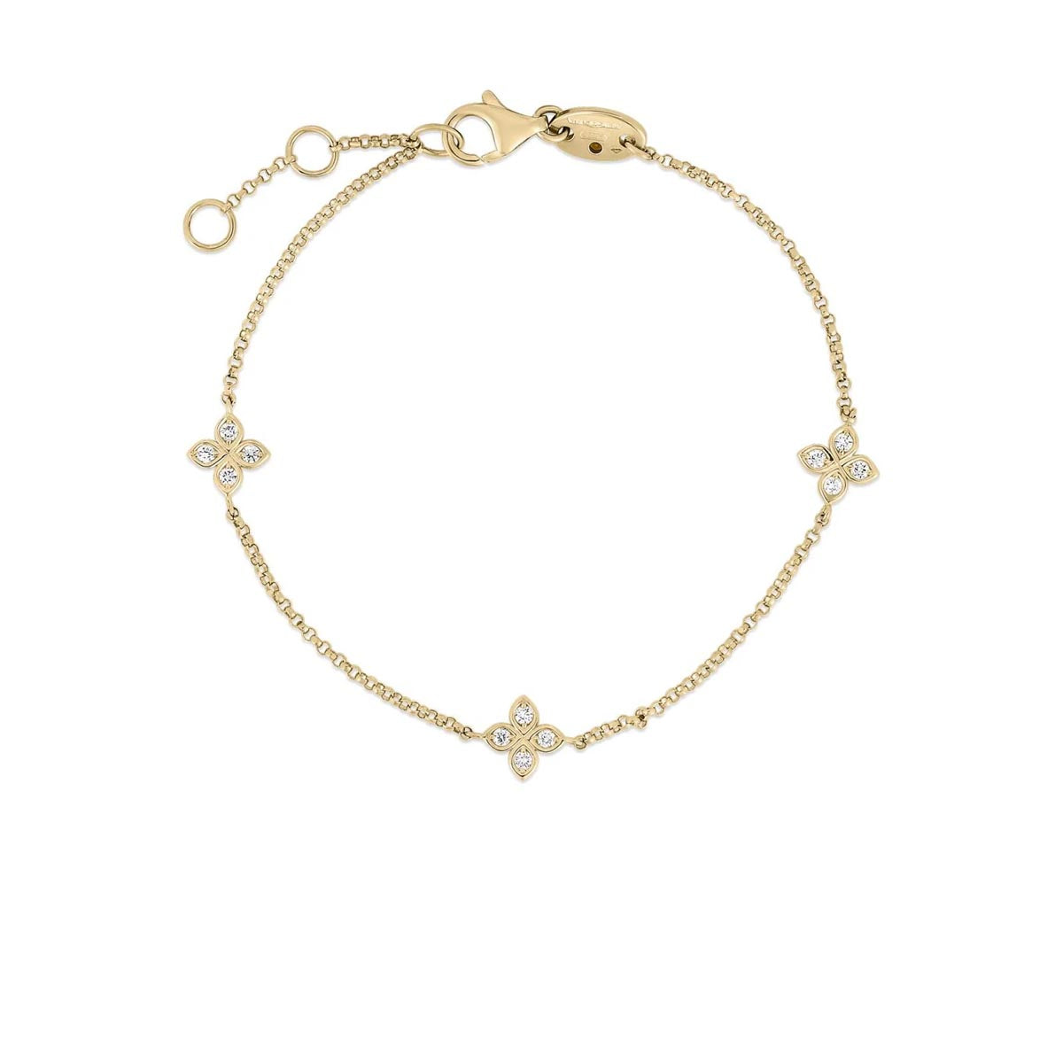 Roberto Coin Love in Verona Diamond Flower Bracelet in 18kt Yellow Gold (7 inches)