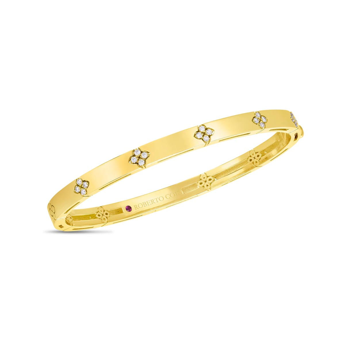 Roberto Coin Love in Verona Narrow Width Diamond Bangle Bracelet in 18kt Yellow Gold (1/7ct tw)
