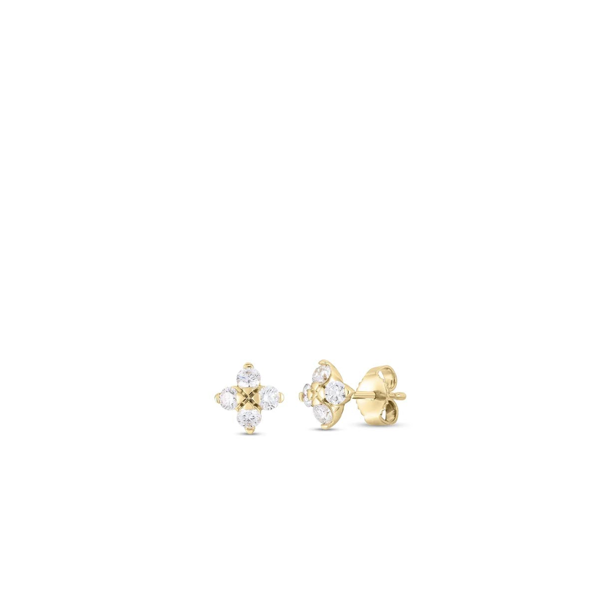 Roberto Coin Love in Verona Small Diamond Flower Earrings in 18kt Yellow Gold (1/2ct tw)